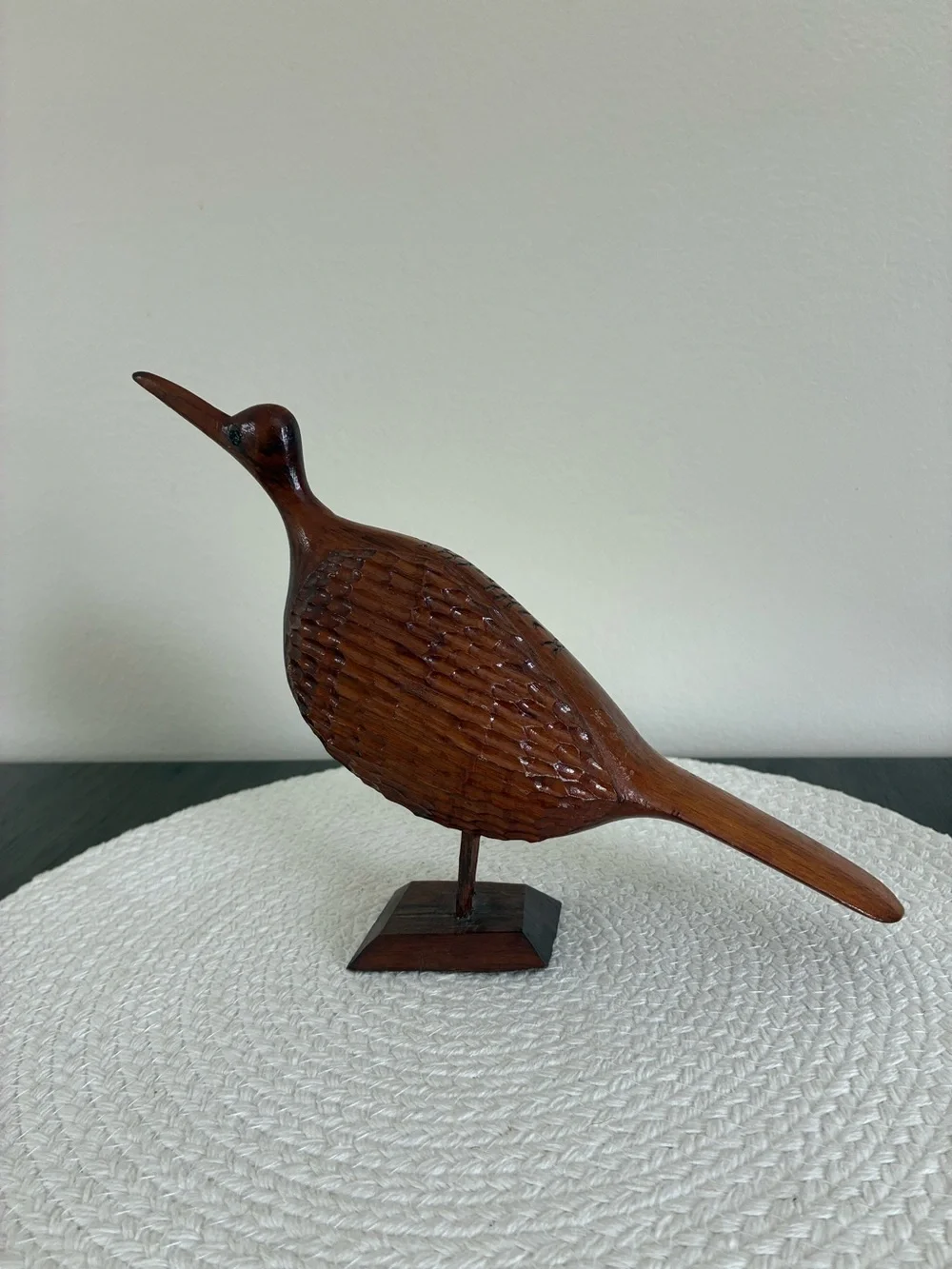 Hand-Carved Brown Wooden Bird Figurine for Pets & Home Décor
